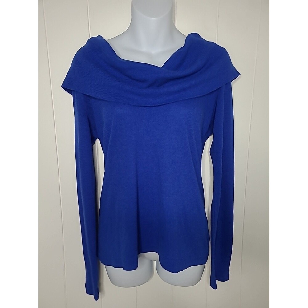 Gap Waffle Cowl Top Womens Size Medium Blue Long Sleeve Stretch Casual Y2k